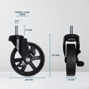 ล้อไนล่อน4นิ้ว (100มม.) 3/8 "ก้านล้อพร้อมเบรคด้านข้าง - Product Image 2