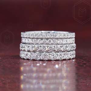 Round Cut Original Moissanite Diamond Full Eternity Wedding Band <b>Ring</b> For womens 925 Silver Different Size Unique Jewelry - Product Image 5