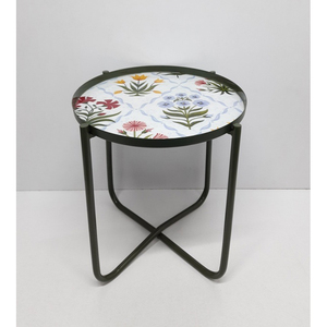 Calcomanía de mesa auxiliar de forma redonda de Metal de hierro moderno, acabado esmaltado para sala de estar, muebles decorativos, mesa de centro hecha a mano - Product Image 5