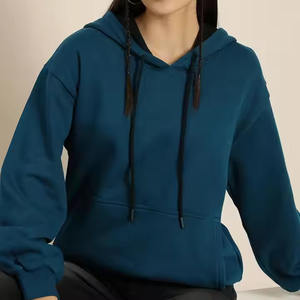 Pull-over teint uni d'hiver personnalisé en usine, sweats à capuche respirants pour hommes, polyester/coton de haute qualité, OEM, ODM - Product Image 2