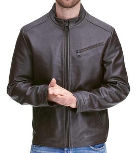 แจ็กเก็ตมอเตอร์ไซค์แจ็กเก็ตหนังแฟชั่นหนังแท้แบบคลาสสิก - Product Image 4