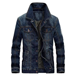 Men's <b>Retro</b> Washed Denim <b>Jacket</b> Streetwear Style Ripped Design Warm Slim Fit Outerwear Daily Wear Genuine OEM Service Waist Logo - Product Image 4
