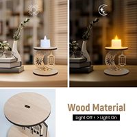Ensemble de 3 porte-bougies en bois modernes faits à la main pour la décoration de la maison, Ramadan et Eid