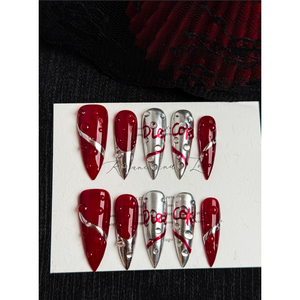 Uñas Postizas Cromadas Color Carmesí - Product Image 4