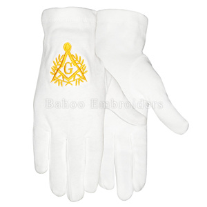 GANTS MASONIC REGALIA ROYAL ARCH EN COTON BLANC AVEC LOGO BRODÉ - Product Image 6
