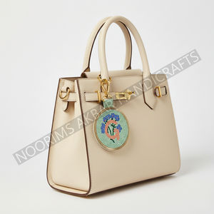 Handmade beaded name key holder suited for <b>gift</b> <b>hamper</b> makers needing colorful embroidered accents - Product Image 6