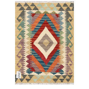 Alfombra Kilim de Maimana, Afganistán, 85 x 60 cm, Decoración de Pared - Product Image 1
