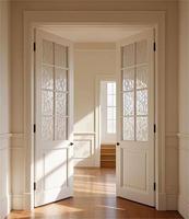 Portes intérieures en verre à double arche de style français en bois massif de haute qualité européenne, isolation acoustique, design moderne, salon