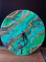 Jam Malachite Dekorasi Rumah Jam Alarm Persegi Logam Kristal Jam Meja Gerakan Elektronik Dilengkapi Termometer Malachite