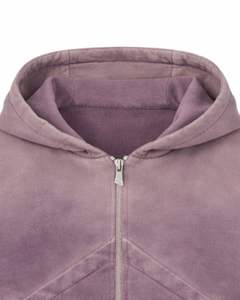 Sudadera con Capucha Corta y Cremallera, Color Malva Lavado, Estilo Urbano, Personalizada por el Fabricante, Prenda de Algodón Teñida, Chaqueta para Mujer, OEM Personalizado - Product Image 5