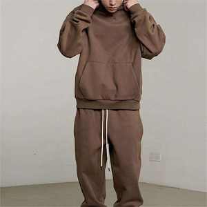 Ensemble de survêtement unisexe avec sweat-shirt à capuche et pantalon de jogging, coupe-vent personnalisé, survêtement uni surdimensionné pour homme, ensemble de sweat-shirt à fermeture éclair - Product Image 2