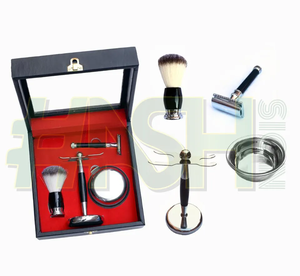 ชุดโกนหนวดเกรด A + ใบมีดคู่สำหรับผู้ชายมืออาชีพพร้อมแปรงขนแบดเจอร์เทียมสบู่ถ้วยแก้วทำจากโลหะผสมสำหรับเดินทาง-สำหรับใช้มีดโกน - Product Image 4