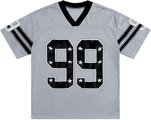 Maillot de football de mode rétro 100% coton T-shirt pour hommes coupe ample imprimé maillot de football en maille - Product Image 1