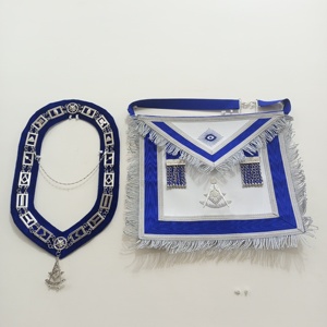 Tablier d'officier maître maçonnique Regalia fait à la main et collier de chaîne avec bijou - Product Image 2