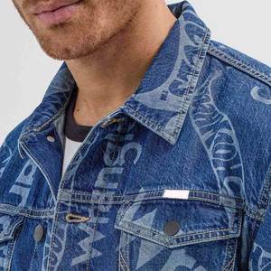 Veste en jean pour homme de qualité personnalisée 100% coton, nouveau design, lavage lourd, veste en jean Pachuco, col montant, logo sur le devant - Product Image 5