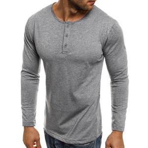Custom Casual Street Wear T-shirt <b>Men</b> Wholesale 100% Cotton <b>Long</b> <b>Sleeves</b> Plain <b>Henley</b> Collar With 3 Button <b>Men's</b> T-shirt - Product Image 2