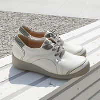 [JSHOE] Chaussures de marche confortables en cuir d'agneau véritable faites à la main en Corée, talon de 4 cm, légères, en cuir souple, baskets à lacets, automne printemps