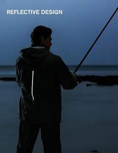 Veste coupe-vent pour la pêche, imperméable, à capuche, décontractée, unie, vêtements de pluie pour hommes et femmes, résistante, avec pantalon - Product Image 4