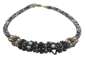 Royal Monochrome Handcrafted Thick round golden <b>black</b> white different size beaded round fashion necklace for <b>women</b> - Product Image 3