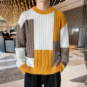 Round Neck Long Sleeve Winter Men's 100% Cotton Anti-Pilling Casual Pullover Sweater with Front Logo - Product Image 5