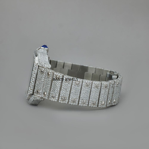 Reloj de Lujo Antiguo con Incrustaciones de Moissanita, Esfera de Cristal, Números Romanos Arcoíris, Acero Inoxidable, Diseño Personalizado Hip Hop - Product Image 2