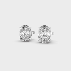 IGI Certified Lab Grown Oval Cut Diamond Stud <b>Earrings</b> <b>Solid</b> 925 Sterling <b>Silver</b> Solitaire Oval Diamond <b>Earrings</b> - Product Image 4