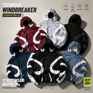 <span class=keywords><strong>Veste</strong></span> coupe-vent imperméable unisexe pour <span class=keywords><strong>homme</strong></span>, style streetwear Gorpcore Techwear, avec logo personnalisé et blocs de couleur, idéale pour l'extérieur - Product Image 1