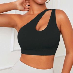 บราโยคะไร้รอยต่อระบายอากาศแรงกระแทกสูงสำหรับสตรีสปอร์ตบราเปิดไหล่ข้างเดียวชุดออกกำลังกายสำหรับผู้หญิงขายส่ง - Product Image 6