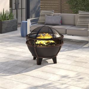 Foyer de jardin en fer avec grand espace de combustion et pieds forgés solides conçus pour le chauffage d'hiver extérieur rustique - Product Image 3