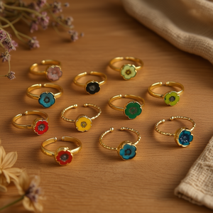 Eye-catching Gold Plated Floral Design <b>Rings</b> for Trendy Fashion Resale - Product Image 3