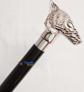 Bastón de Alta Calidad con Cabeza de Lobo de Latón y Madera, Diseño Art Deco Plegable Hecho a Mano, 94 cm, 520 g, para Hombre y Mujer - Product Image 3