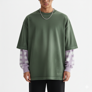 เสื้อยืดแขนยาวผู้ชาย S ลำลองสไตล์สตรีทสองชิ้น - Product Image 3