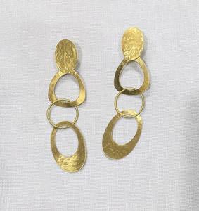 Pendientes Boho de Latón Antiguo con Baño de Oro, Diseño Geométrico Clásico, Ideales para Fiestas y Aniversarios - Product Image 3