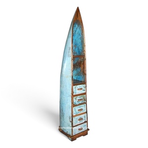 Reclaimed Boat <b>Wood</b> Eco-Friendly Durable <b>Rustic</b> Solid <b>Wood</b> 2 <b>Shelves</b> 5 Drawers Home Office Bedroom Apartment Villa Resort - Product Image 3