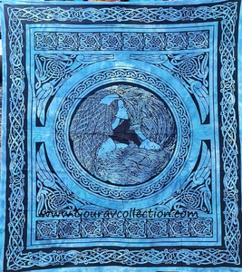 Tapisserie WOMB CELTIC BLUE PRINT, impression numérique, décoration murale, sur mesure, vente en gros, drap de lit en coton GC-TPDB-146 - Product Image 1