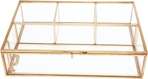 กล่องแก้วขนาดใหญ่กล่องการ์ดแต่งงานพร้อมล็อคสำหรับเครื่องประดับเครื่องสำอางเครื่องประดับประติมากรรม Terrarium ทองแต่งงาน - Product Image 2