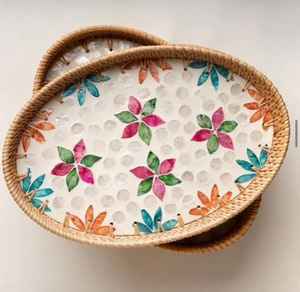 Nueva llegada para hoteles caseros, bandeja de ratán de madreperla para mesa de centro, bandeja tejida a mano, bandeja Natural a precio competitivo - Product Image 3