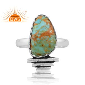 แหวนพลอยเทอร์ควอยซ์คิงแมนธรรมชาติดีไซน์ใหม่สำหรับผู้หญิงเครื่องประดับตามสั่งสำหรับผู้หญิงของขวัญสำหรับผู้หญิง - Product Image 3