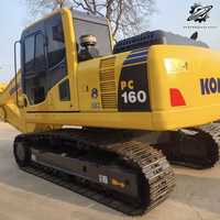 Excavatrice sur chenilles Komatsu PC160, 16 tonnes, compacte, hydraulique, d'occasion, du Japon, pour travaux de construction et terrassement municipal