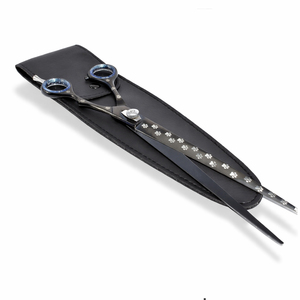 Tijeras de Peluquería Canina, Hoja Curva de Acero Inoxidable, 23 Dientes, Mango Largo, para Diestros, Azul, 10.0 Pulgadas, Uso Doméstico - Product Image 2