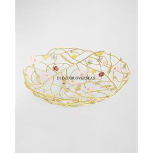 <b>Heavy</b> <b>Duty</b> Metal Table Centerpiece Bowl Unique Fancy Gold Plated Leaves Design Heat Resistant for Serving Fruits Chocolate - Product Image 2