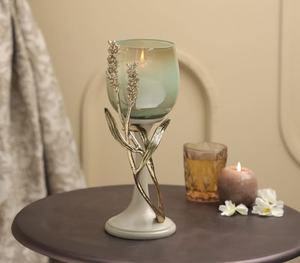 Antique Tree Branch Candle Holder Luxury Metal Tealight Stand with Glass Cups for Home Decor Centrepiece - Product Image 1