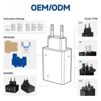 Adaptor Charger Perjalanan HNT Factory PD QC3.0 Tipe C 10W 20W 25W 45W 65W Bersertifikat CE UKCA FCC PSE GaN Charger untuk Ponsel