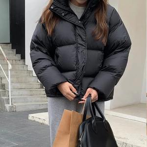 Women's Winter Warm Thick Short Parka Casual <b>Cotton</b> <b>Padded</b> Coat Stand Collar Breathable Simple Puffer Bomber Jacket Printed - Product Image 3