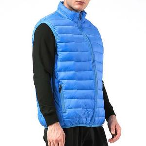 Veste d'hiver matelassée pour homme sur mesure OEM de haute qualité, fermeture éclair à capuche, col montant, couleur bleu clair, logo frontal - Product Image 3