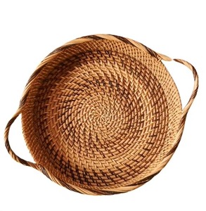 Bandeja redonda de ratán con asas para restaurante, buffet, spa, Resort, hotel, catering, panadería, exhibición, puesto de mercado y servicio de eventos - Product Image 2