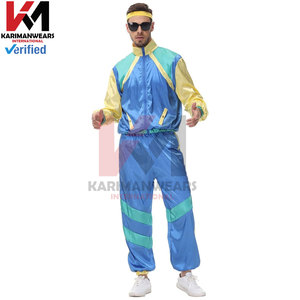 Ensemble de survêtement rétro imprimé color block années 80-90 pour femmes et hommes, tenue vintage coupe-vent, veste zippée à manches longues assortie - Product Image 2