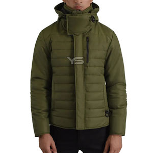 Veste matelassée coupe-vent grande taille pour hommes Tissu polyester respirant avec fermeture à glissière Motif solide pour l'hiver - Product Image 1