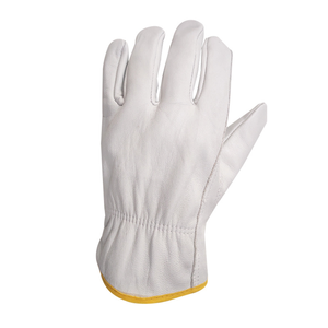 Gants de conducteur de travail en cuir de vache blanc pour hommes taille 10 pouces gants en cuir de conducteur en cuir de chèvre couleurs blanc jaune vert gris - Product Image 5