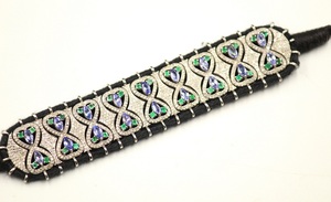 Pulsera de macramé de Plata de Ley 925 con esmeralda de diamante de corte único y pulseras y brazaletes de diamantes de piedras preciosas de tanzanita - Product Image 2